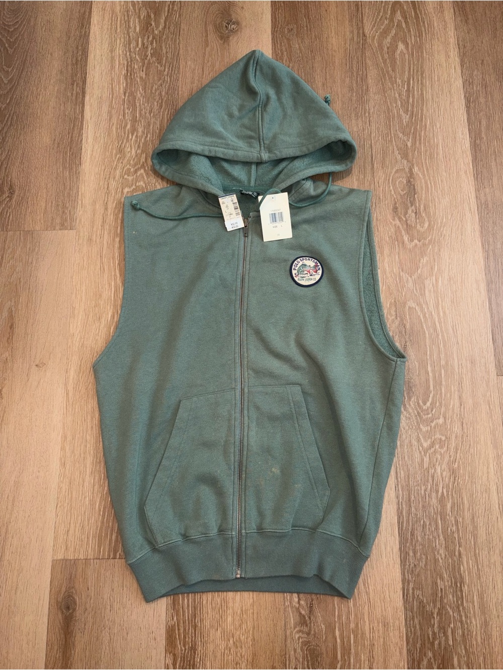 Vintage Polo Ralph Lauren Sportsman Fish Vest Hoodie Boys L NWT Liberty House